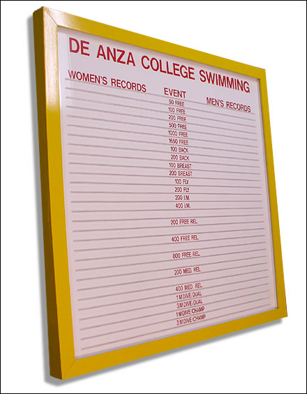 College Thin Track records board - Team only using 1"
									 record strips